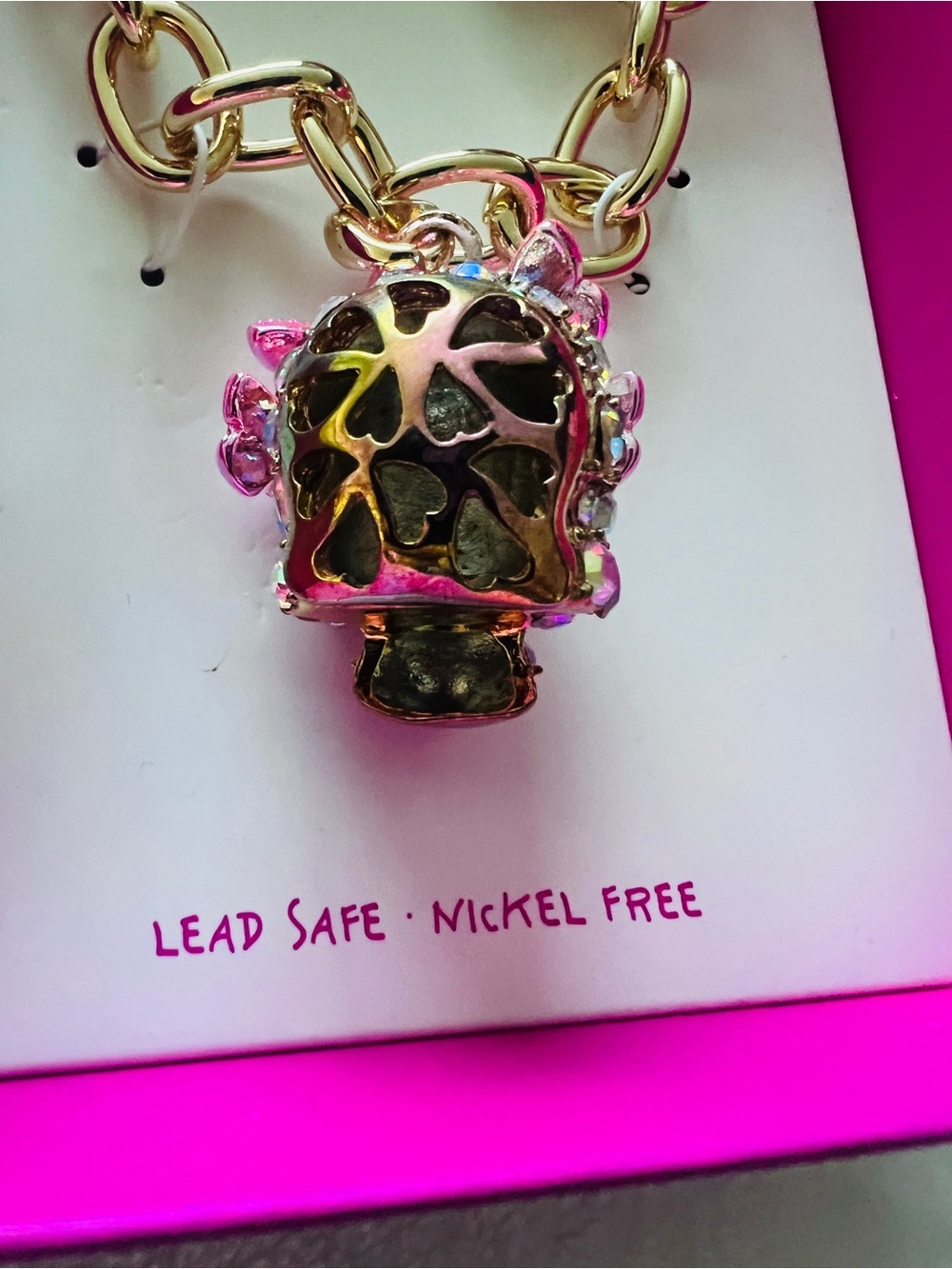 BNWT  Betsey Johnson Halloween Pink
Butterfly Skull Necklace - Picture 4 of 6